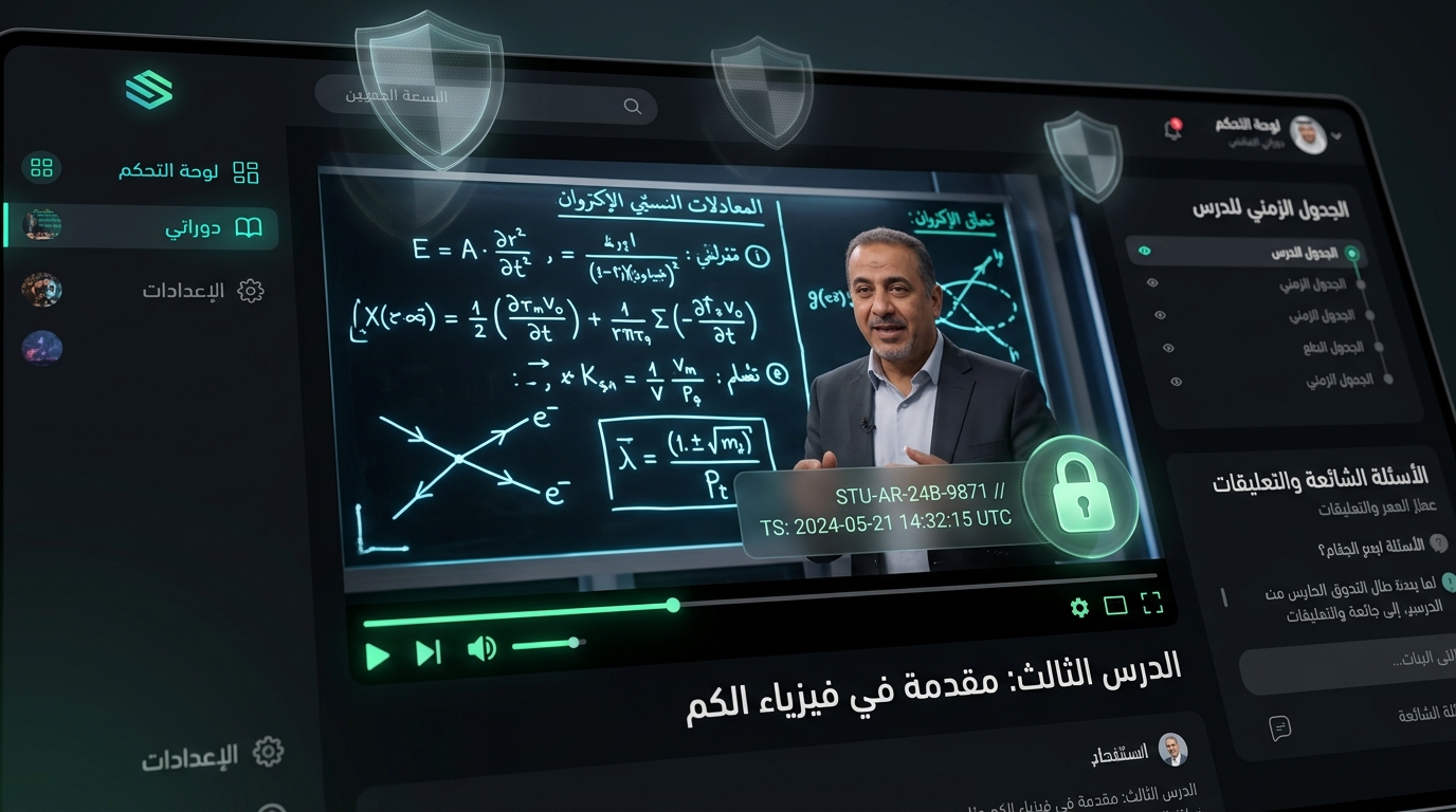 واجهة مشغل الفيديو المحمي لمنصة قاف